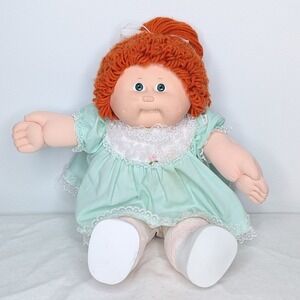 Vintage Cabbage Patch Kids Doll Red Hair Green Eyes Mint Green Dress 1982